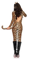 Cougar, body costume, long sleeves, keyhole, tail, animal print